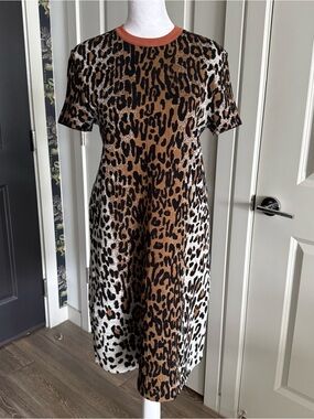 Stella McCartney Wool Blend Leopard Print Shirt Dress Size Size IT 44 US M